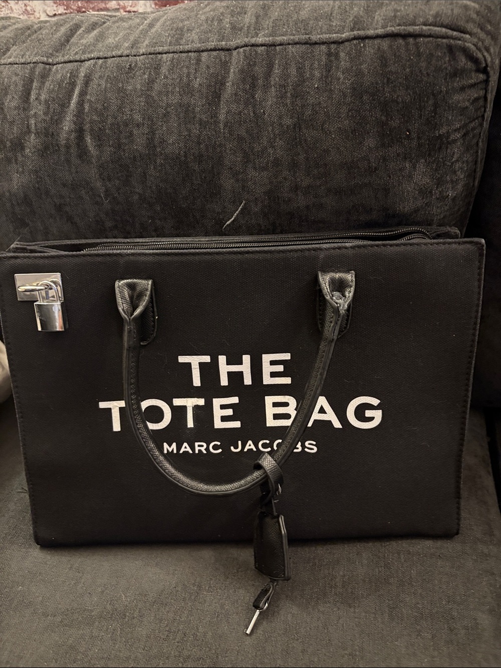 Marc Jacobs Black Tote Bag with White Logo
